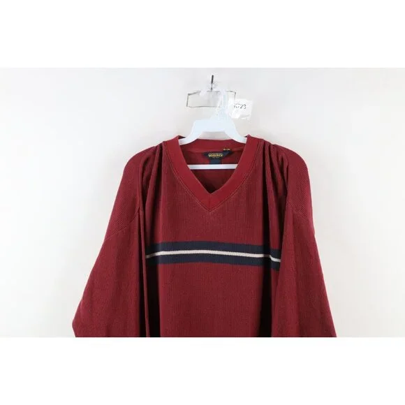 Vtg 90s Woolrich Mens 4XL Faded Striped Thermal Ribbed Knit Long Sleeve T-Shirt - Picture 2 of 10
